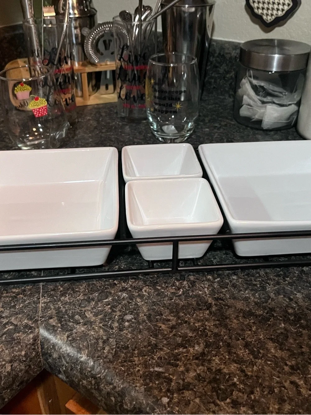 White Ceramic Serving Bowl and Dishes Set